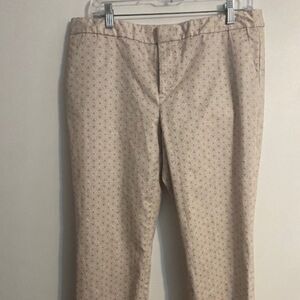 Banana Republic Titan Fit Tan/White Geometric pattern ankle pants, size 12
